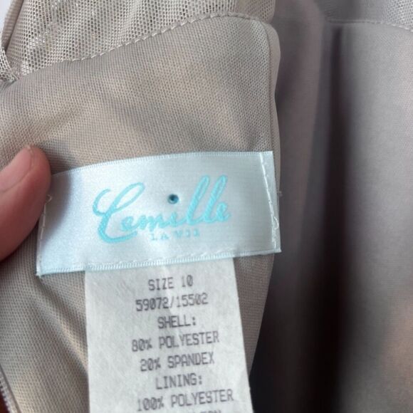 Camille La Vie Formal Evening Prom Dress Beaded Ribbon Waist Sleeveless Size 10 - Picture 8 of 11